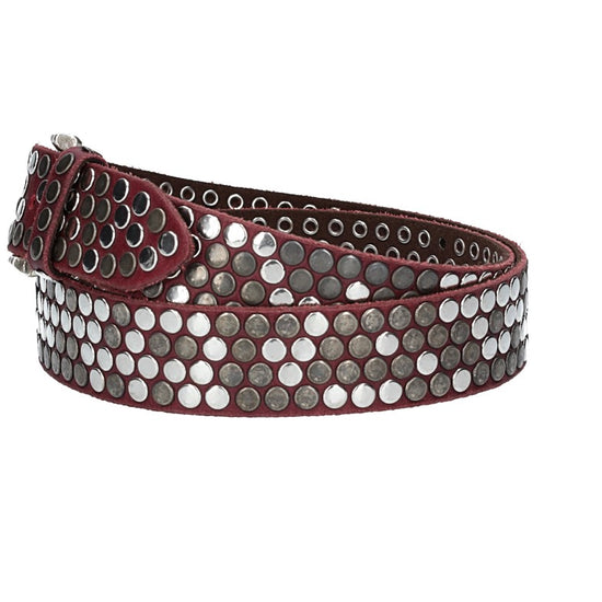 Nietengürtel 35mm in Beere|Bordeaux und Dornschließe Silber - leder-accessoires.com