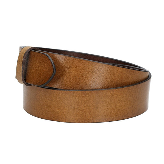 Lederriemen | Gürtelrohling Glanz 40mm in Gelb|Ocker mit Schlaufe und Kapplochteil - leder-accessoires.com