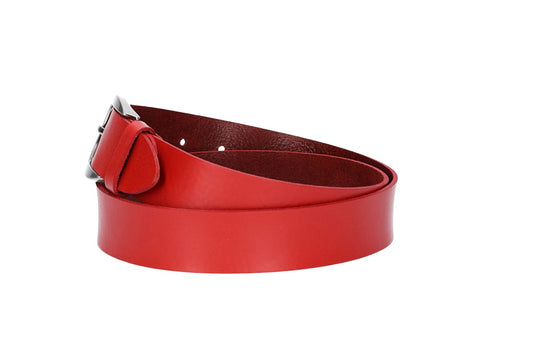 Damengürtel 35mm in Rot mit Dornschließe in Hufeisenform - leder-accessoires.com