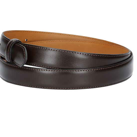 Lederriemen | Gürtelrohling 30mm bombiert in Braun mit Schlaufe und Kapplochteil - leder-accessoires.com