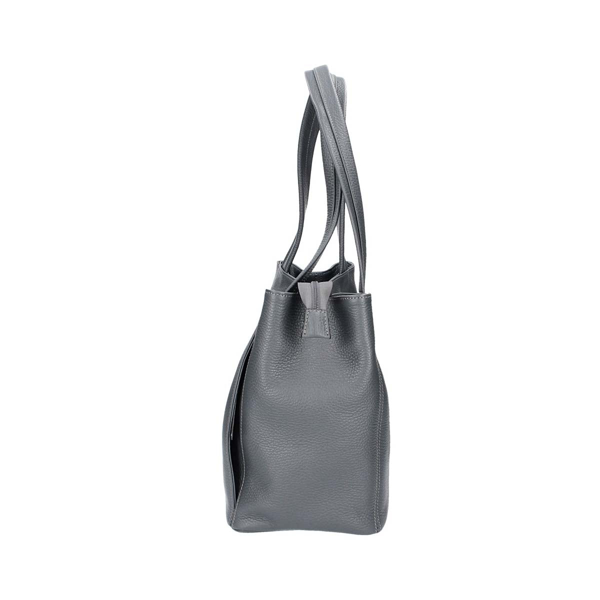 Schultertasche in Grau aus Leder