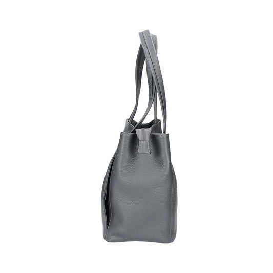 Schultertasche in Grau aus Leder