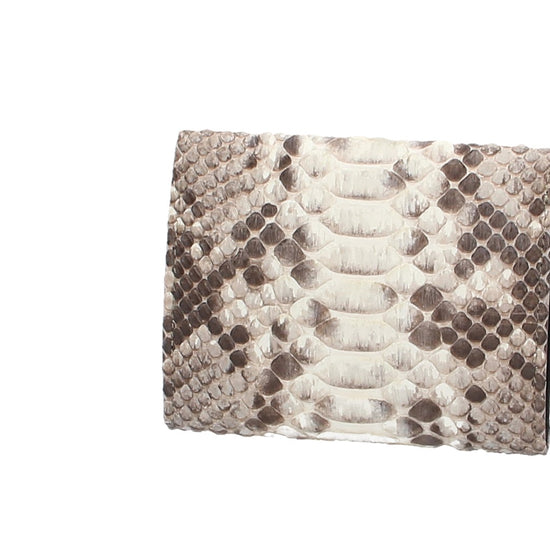 Damenbörse mit Überschlag in Weiß|Beige aus echtem Schlangenleder - leder-accessoires.com