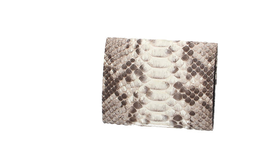 Damenbörse mit Überschlag in Weiß|Beige aus echtem Schlangenleder
