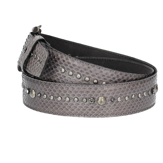 Schlangenledergürtel 40mm Grau mit Nieten und Strass - leder-accessoires.com