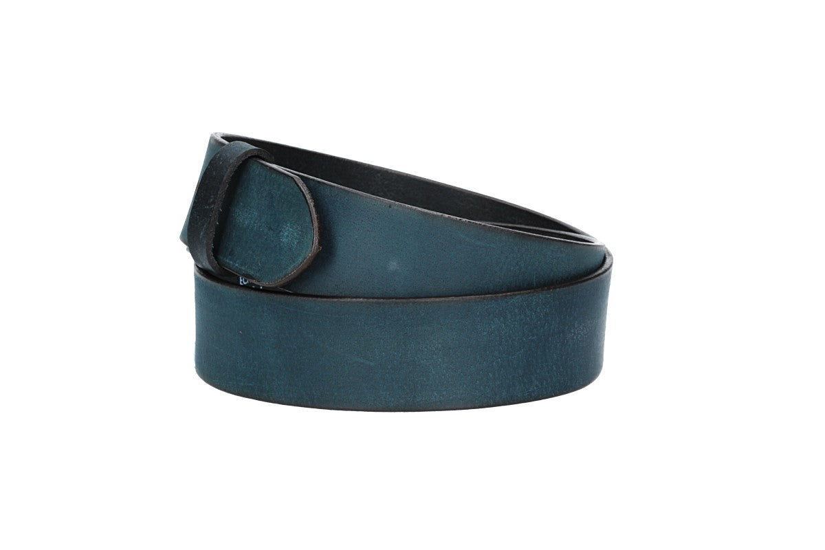 Lederriemen | Gürtelrohling Matt 40mm in Blau|Marine mit Schlaufe und Kapplochteil - leder-accessoires.com