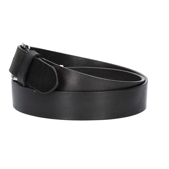 Ledergürtel Schwarz 35mm mit Dornschließe in Silber - leder-accessoires.com