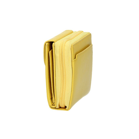Damenbörse mit Reißverschluss in Gelb aus Leder - leder-accessoires.com