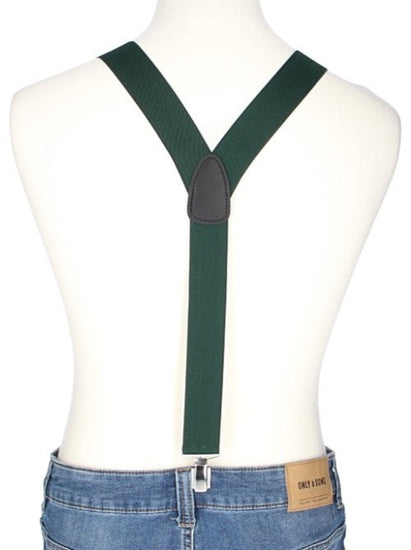 Hosenträger Uni Grün 35mm mit Clipverschluss - leder-accessoires.com