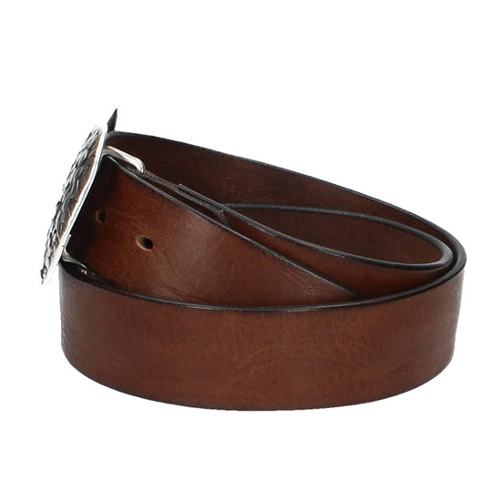 Ledergürtel Cognac 40mm mit Blumenschließe|Koppelschließe - leder-accessoires.com