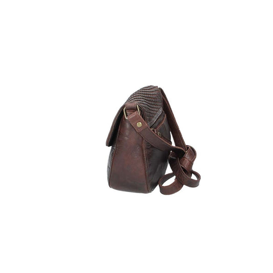 Umhängetasche mit Überschlag in Braun und Flechtmuster - leder-accessoires.com