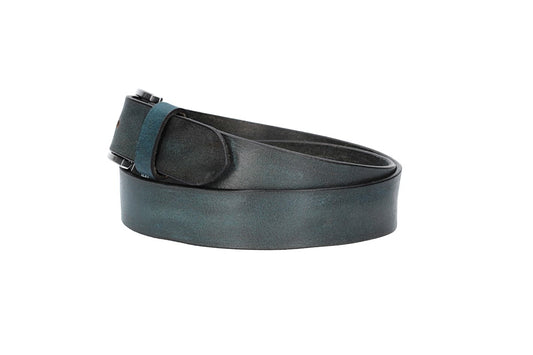 Ledergürtel Blau|Marine 35mm mit Dornschließe in Silber - leder-accessoires.com