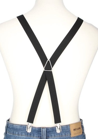 Hosenträger Uni Schwarz 25mm mit Clipverschluss - leder-accessoires.com