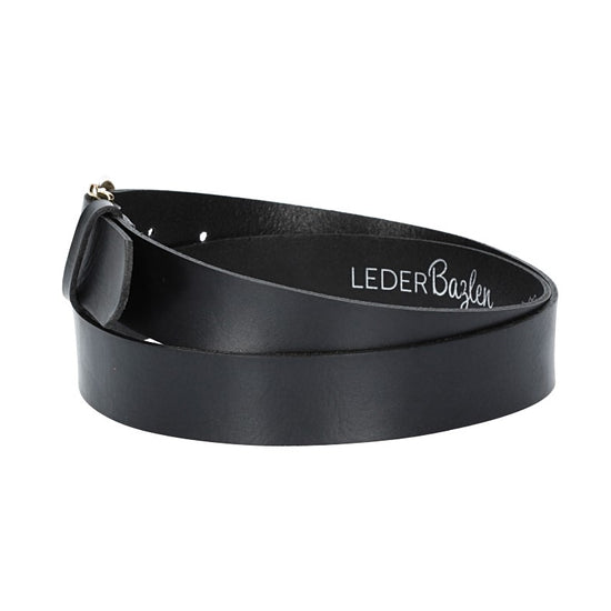 Ledergürtel 30mm in Schwarz mit Dornschließe in Light Gold - leder-accessoires.com