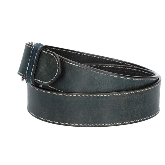 Ledergürtel Blau|Marine 40mm abgenäht mit Dornschließe in Silber - leder-accessoires.com