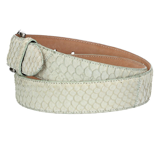Schlangenledergürtel 40mm Mint|Beige mit Schließe in Silber - leder-accessoires.com