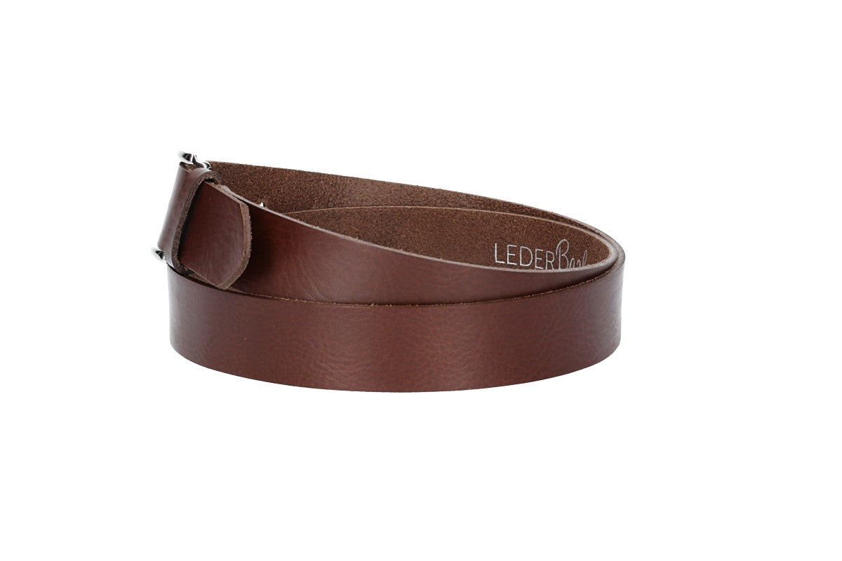 Ledergürtel 30mm in Braun mit Dornschließe in Silber