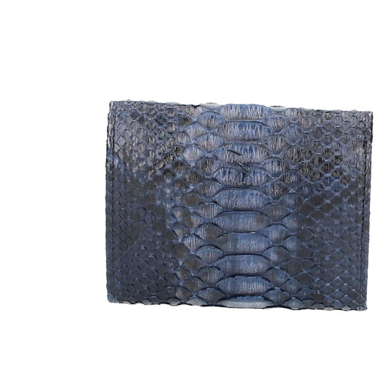 Damenbörse mit Überschlag in Blau aus echtem Schlangenleder - leder-accessoires.com