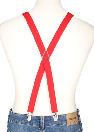 Hosenträger Uni Rot 25mm mit Clipverschluss - leder-accessoires.com