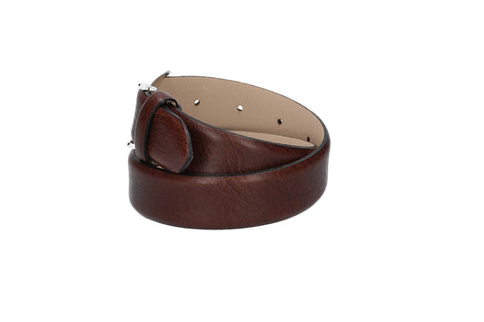 Ledergürtel Braun 30mm bombiert mit Schließe Silber - leder-accessoires.com