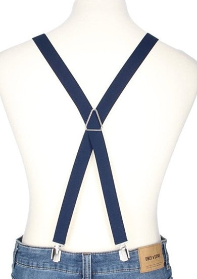 Hosenträger Uni Blau|Marine 25mm mit Clipverschluss - leder-accessoires.com