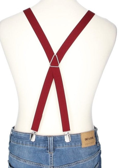 Hosenträger Uni Bordeaux 25mm mit Clipverschluss - leder-accessoires.com