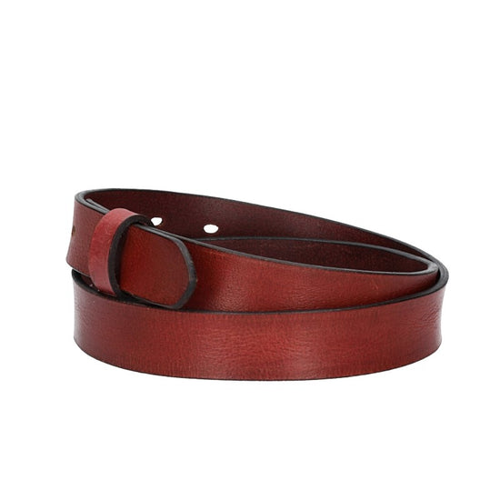 Lederriemen | Gürtelrohling Glanz 30mm in Rot mit Schlaufe und Kapplochteil - leder-accessoires.com