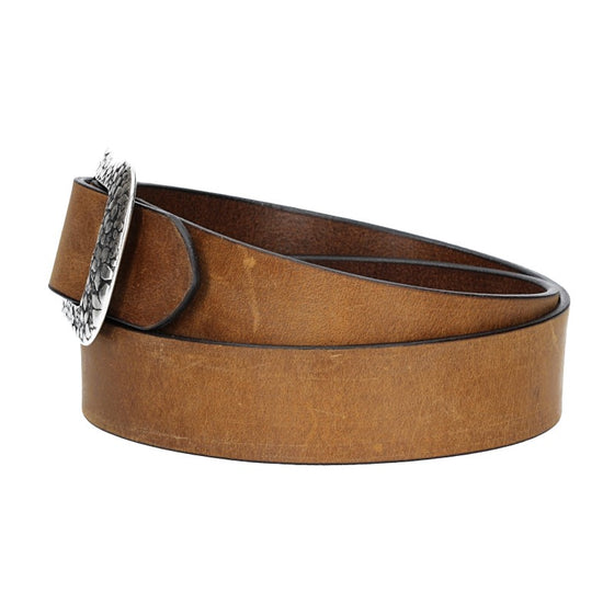 Ledergürtel Ocker | Senfgelb 40mm mit Blumenschließe - leder-accessoires.com