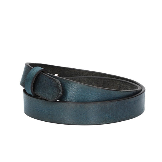 Lederriemen | Gürtelrohling Glanz 30mm in Blau | Marine mit Schlaufe und Kapplochteil - leder-accessoires.com
