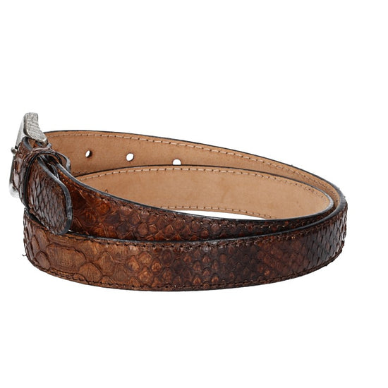 Schlangenledergürtel 25mm Braun und Dornschließe in Silber - leder-accessoires.com