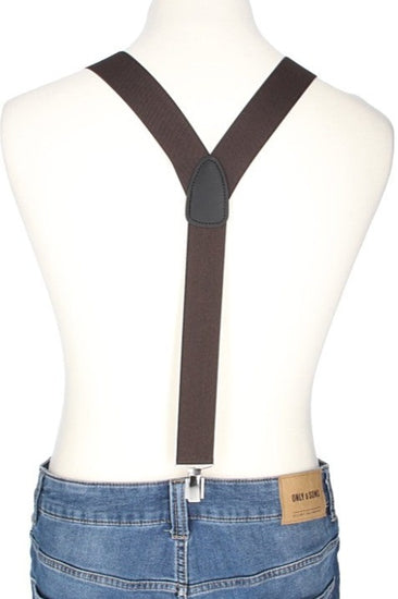 Hosenträger Uni Braun 35mm mit Clipverschluss - leder-accessoires.com