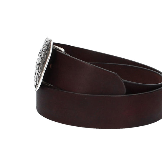 Ledergürtel Rot 40mm mit Blumenschließe|Koppelschließe - leder-accessoires.com