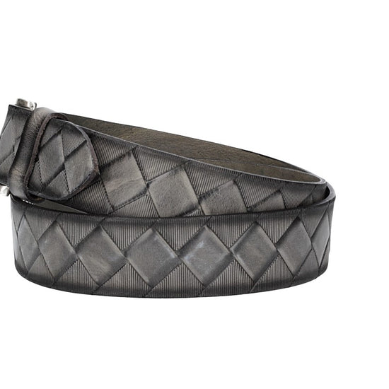 Jeansgürtel 40mm in Taupe|Grau mit Rautenprägung und Dornschließe - leder-accessoires.com