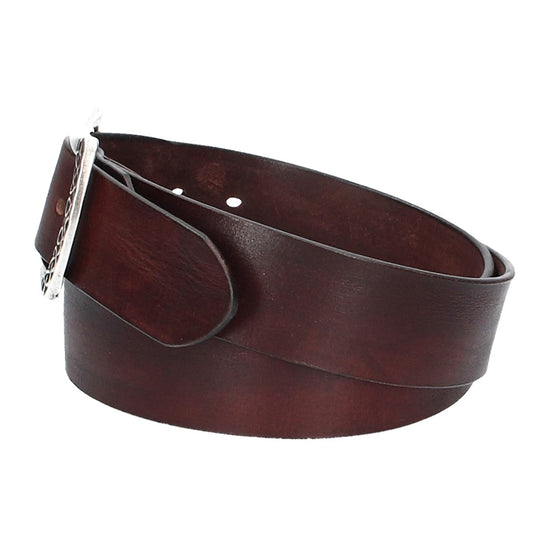 Ledergürtel Rot 40mm mit Vollschließe in Silber - leder-accessoires.com