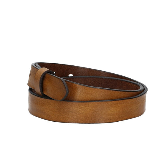 Lederriemen | Gürtelrohling Glanz 30mm in Ocker | Senfgelb mit Schlaufe und Kapplochteil - leder-accessoires.com