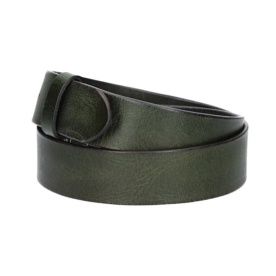 Lederriemen | Gürtelrohling Glanz 40mm in Grün mit Schlaufe und Kapplochteil - leder-accessoires.com