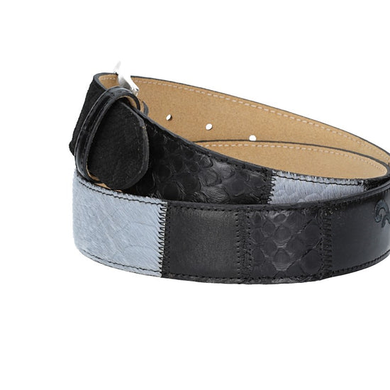 Schlangengürtel 40mm in Grau und Dornschließe in Silber - leder-accessoires.com