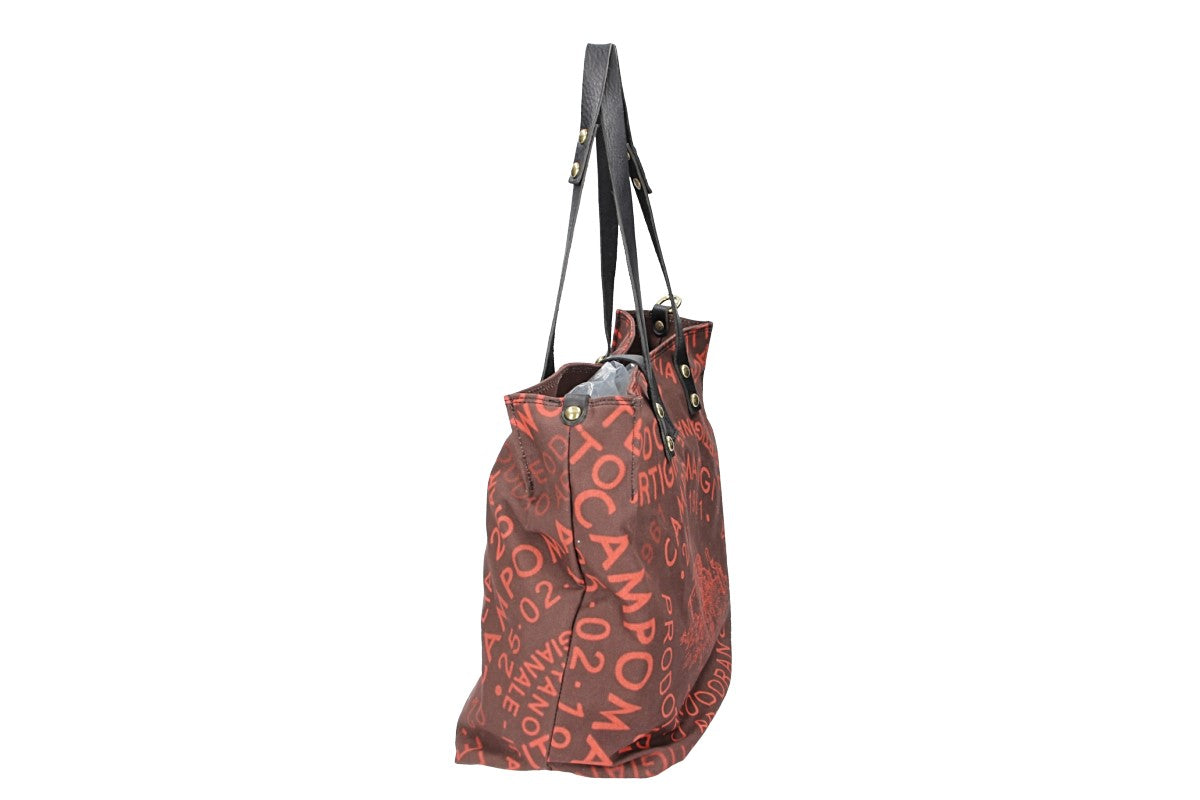 Shopper in Orange|Braun aus Canvas