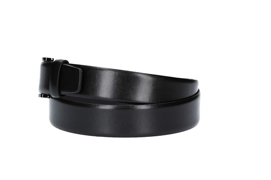 Herren-|Anzugsgürtel 35mm bombiert in Schwarz mit Dornschließe - leder-accessoires.com