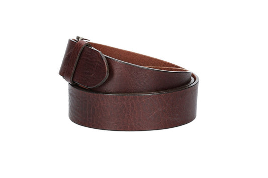 Ledergürtel Überlänge Braun 40mm mit glänzender Schließe in Silber - leder-accessoires.com