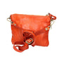 Schultertasche|Crossbody Bag in Orange mit Flechtmuster aus Leder