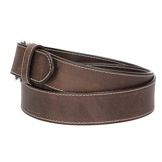 Ledergürtel Braun 40mm abgenäht mit Dornschließe in Silber - leder-accessoires.com