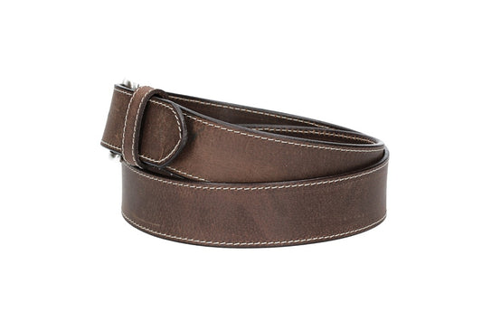 Ledergürtel Braun 40mm abgenäht mit Dornschließe in Silber - leder-accessoires.com