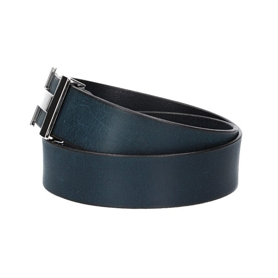 Ledergürtel Blau|Marine 40mm mit H-Schließe in Silber - leder-accessoires.com