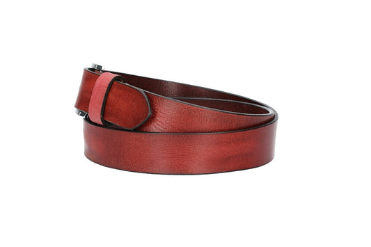 Ledergürtel Rot 35mm mit Dornschließe in Silber - leder-accessoires.com