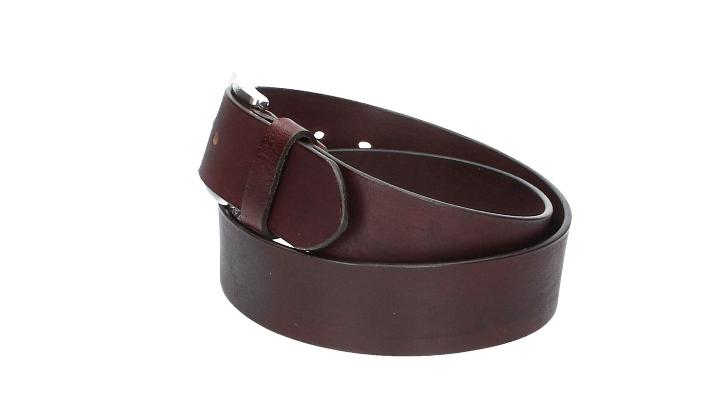 Ledergürtel Rot|Bordeaux 40mm mit Dornschließe in Silber