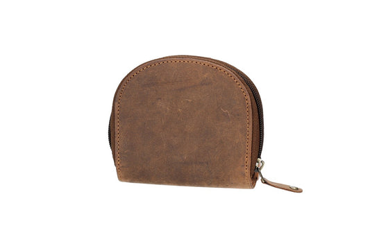 Geldbörse mit Reißverschluss und Klappe in Cognac aus Leder - leder-accessoires.com