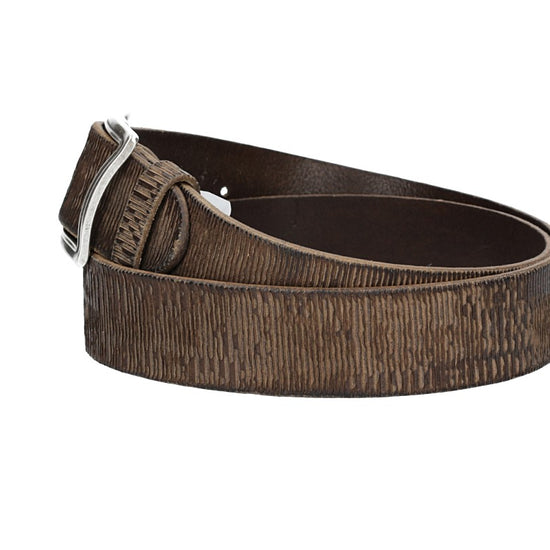 Ledergürtel 40mm geriffelt in Grau mit Vollschließe in Silber - leder-accessoires.com