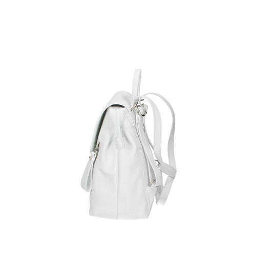 Rucksack|Tasche mit Überschlag in Weiss aus Leder