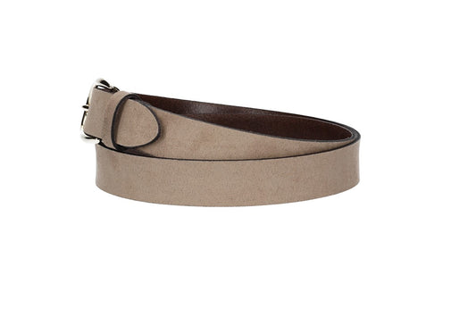 Veloursledergürtel 30mm in Schlamm|Hellbraun mit Dornschließe in Lightgold - leder-accessoires.com
